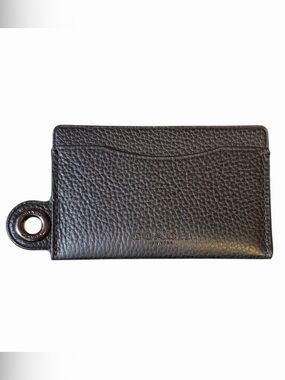 Coach Black Pebbled Card Case With Gunmetal Grommet